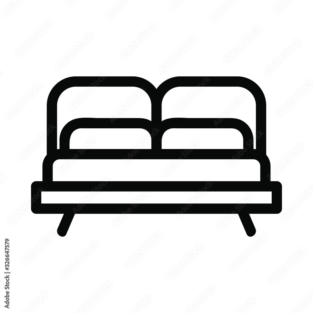 bed icon vector illustration. Vector double bed line icon. Symbol and sign illustration design. Isolated on white background