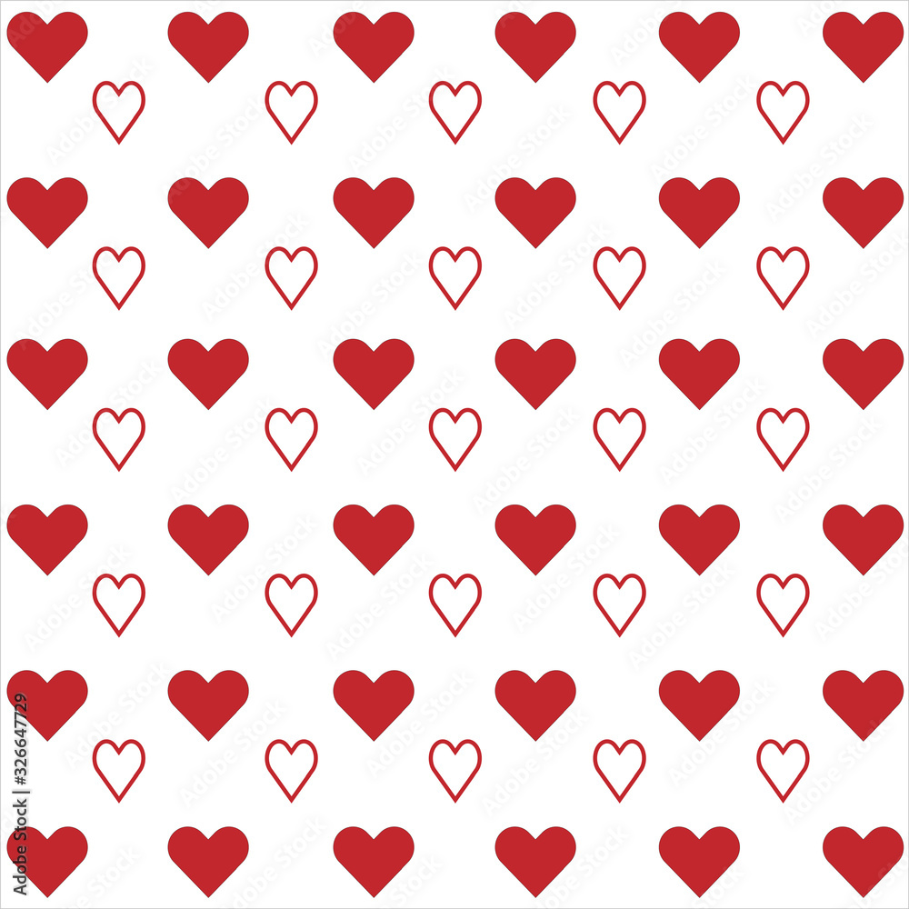 Red hearts seamless vector pattern