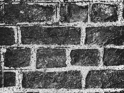 Distress old brick wall texture. Black and white grunge background.