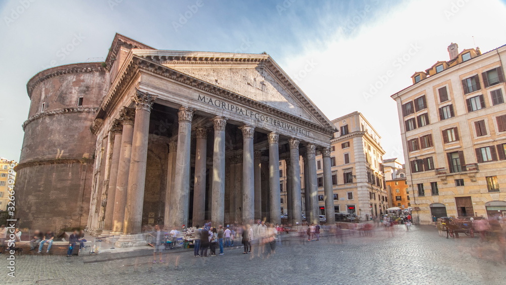 Tourists visit the Pantheon timelapse  at Rome, Italy.