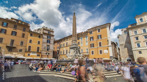 Fountain timelapse  on the Piazza della Rotonda in Rome, Italy photo