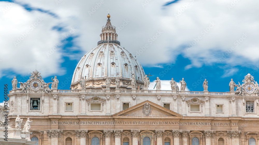 Top of Basilica di San Pietro timelapse in the Vatican City, Rome, Italy