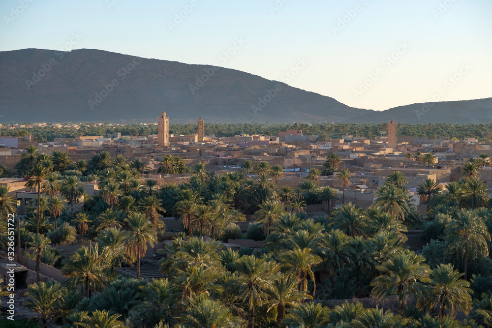 Panoramic view of the palm grove of the Figuig oasis in eastern Morocco