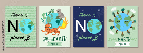 Plakat Earth Day concept posters with hand drawn Planet Earth