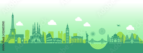 World heritage / famous landmark buildings vector illustration ( side by side )