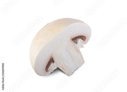 Half of the mushroom is isolated on a white background.