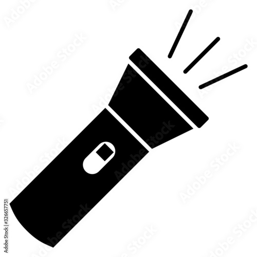 Police Investigator Search Flastlight Vector Icon design, Cop LED portable torch on white background