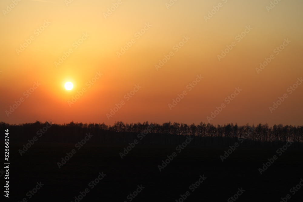 sun at sunset, summer landscape, use as background