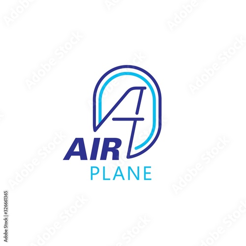 Airplane logo wing and porthole blue lines