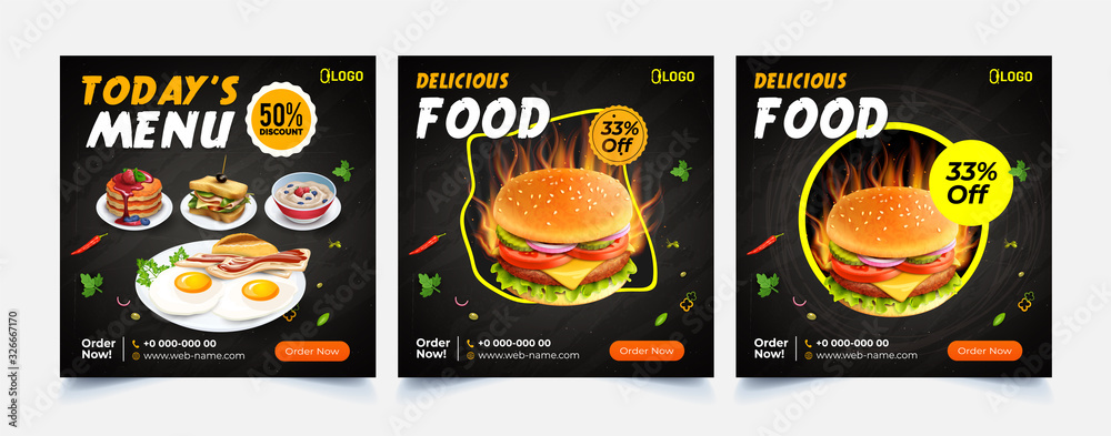 Fast food web template banner flyer post for social media template for sale ads