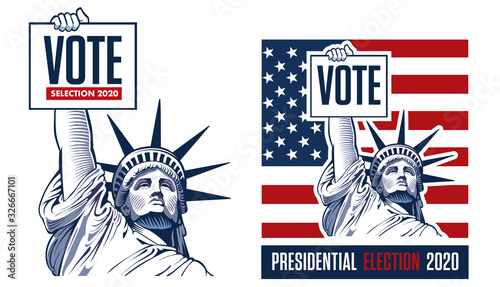 2020 United States Presidential Election - concept with Liberty Statue photo