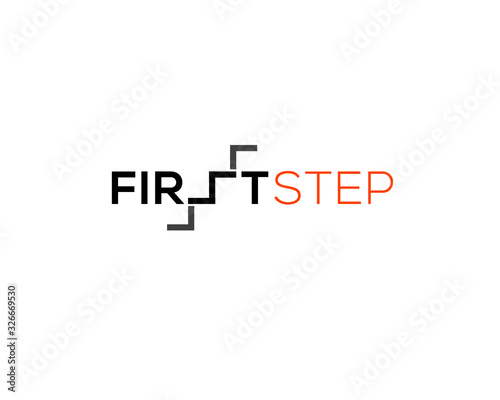 wordmark typography of first step with letter s as stair depth 