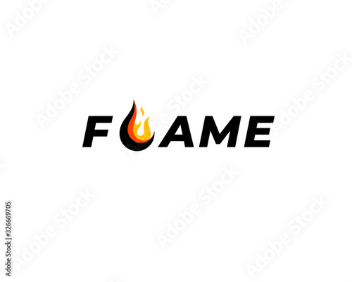 wordmark typography logotype flame with letter L as the fireball flame