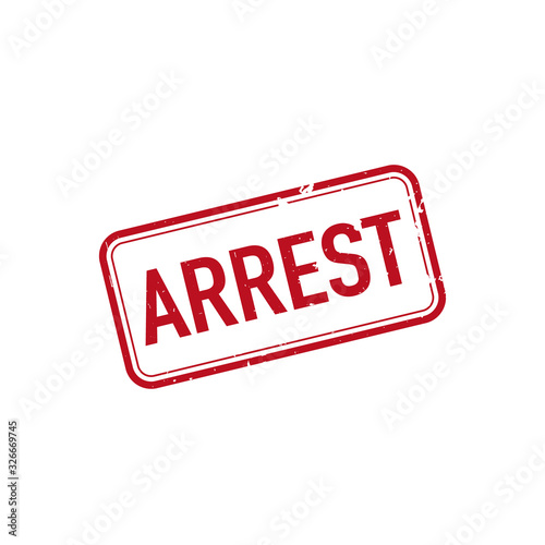 Red arrest stamp on white. Vector