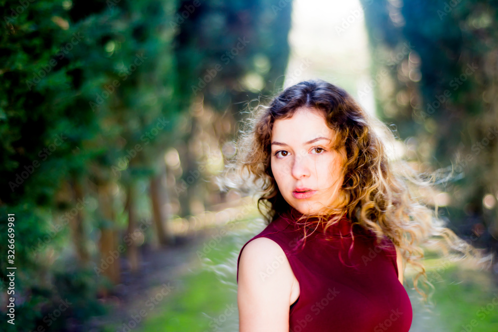 Portrait of beautiful woman in the park Portrait of beautiful woman in the park