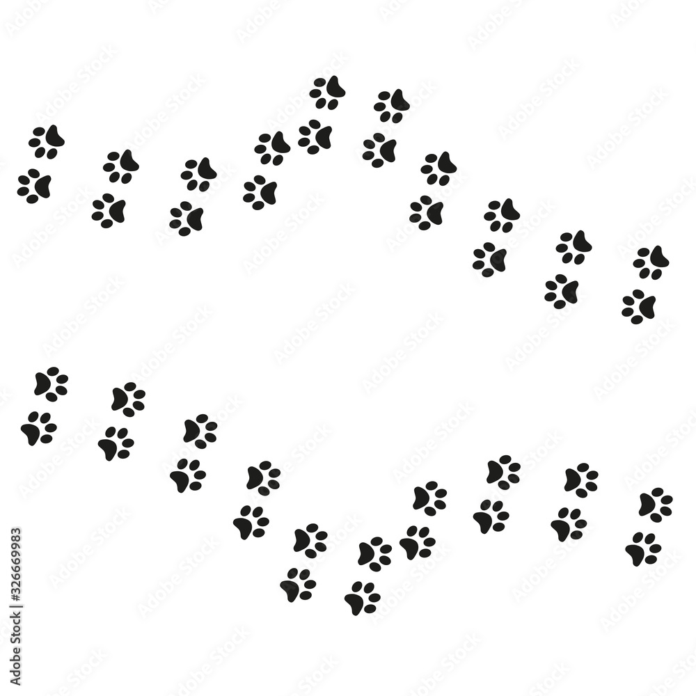Fototapeta Track of cat dog tracks, footprint, design