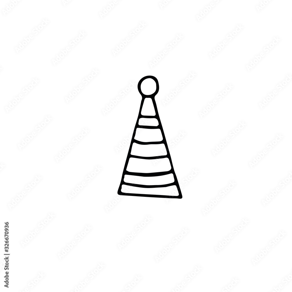 festive funny hat with stripes hand drawn scandinavian style. Element in simple liner style festive funny hat with stripes hand drawn scandinavian style. Element in simple liner style