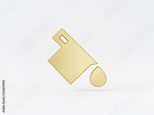 Golden metal 3d icon object isolated in white background. 3d rendering - illustration. photo