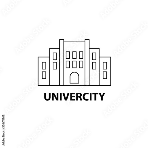 47/55線画地図アイコン単体   学校　大学　シンプル　イラスト　ベクター　地図　アイコン　線画　線　観光　旅行　レジャー　ライン　シンボル　ワンポイント