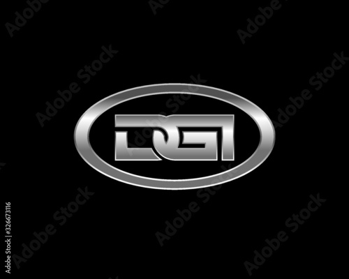 silver chrome elipse circle border contain monogram anagram lettermark logo of letter  D G I