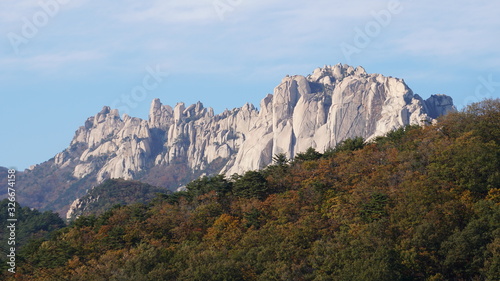 Ulsanbawi rock in Seoraksan national park, Sokcho, Gangwon region in South Korea. photo