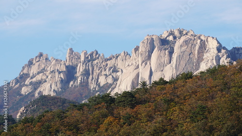 Ulsanbawi rock in Seoraksan national park, Sokcho, Gangwon region in South Korea.