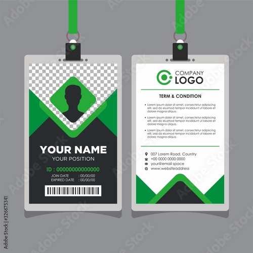 Simple Abstract Green Id Card Design, Professional Identity Card Template Vector for Employee and Others