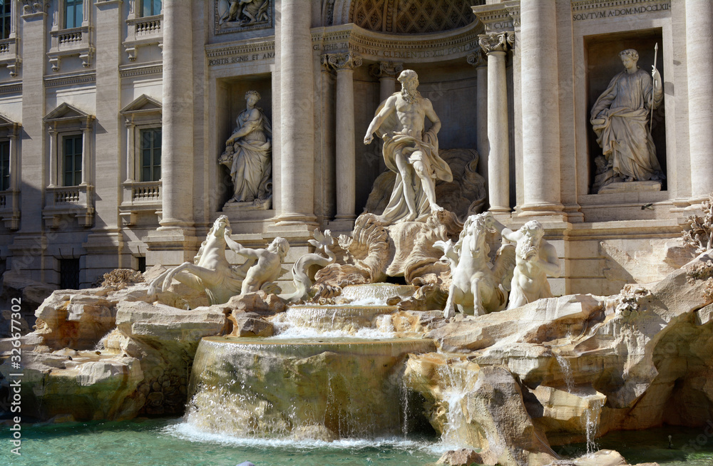 stone sculpture of Neptune. the Trevi fountain. Rome