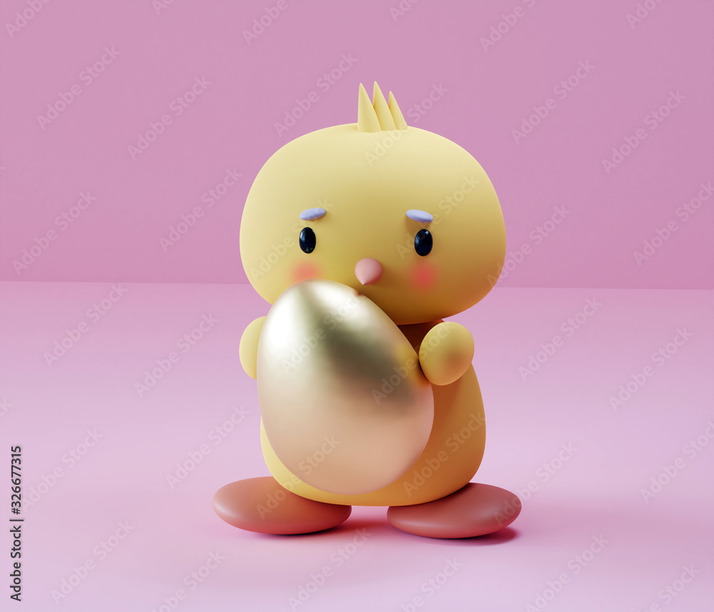 easter chicken with colored easter eggs on a plain background. 3d illustration easter chicken with colored easter eggs on a plain background. 3d illustration
