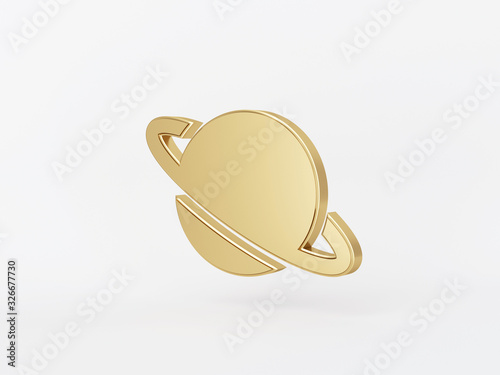 Golden metal 3d icon object isolated in white background. 3d rendering - illustration.