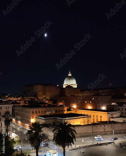 night Vatican city in the light of the moon