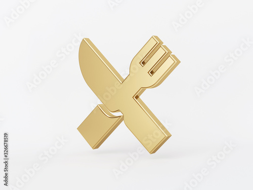 Golden metal 3d icon object isolated in white background. 3d rendering - illustration.