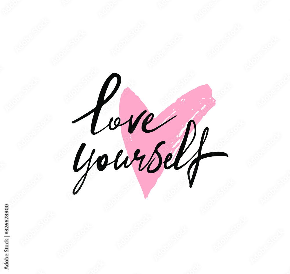 Love yourself calligraphy print design card Love yourself calligraphy print design card