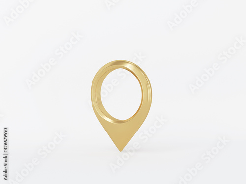 Golden metal 3d icon object isolated in white background. 3d rendering - illustration.