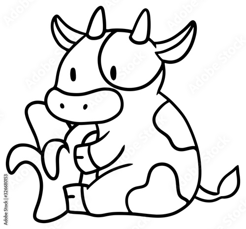 バナナを持った牛のイラスト