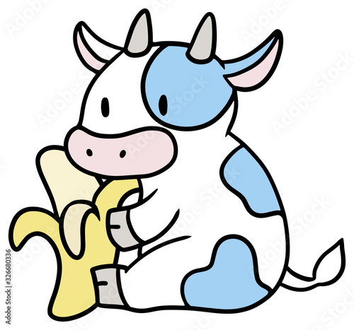 バナナを持った牛のイラスト