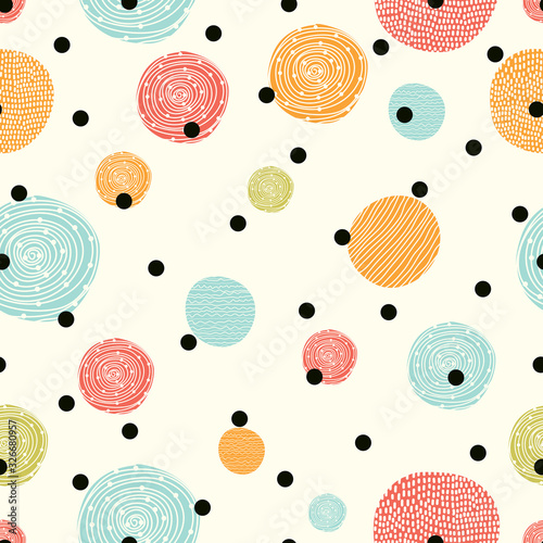 Seamless pattern, polka dot fabric, wallpaper, vector. Cheerful polka dot vector seamless pattern. Can be used in textile industry, paper, background, scrapbooking.