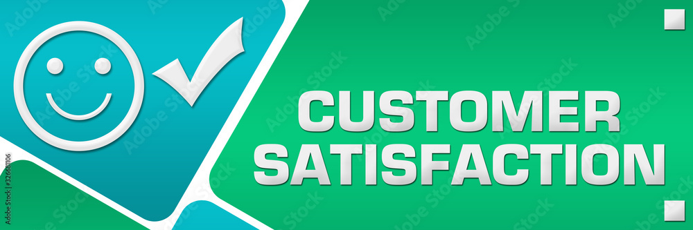 Obraz premium Customer Satisfaction Turquoise Rounded Squares Horizontal 