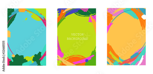 Abstract color hand drawn doodle background. Template design elements. Set of beautiful modern backgrounds.