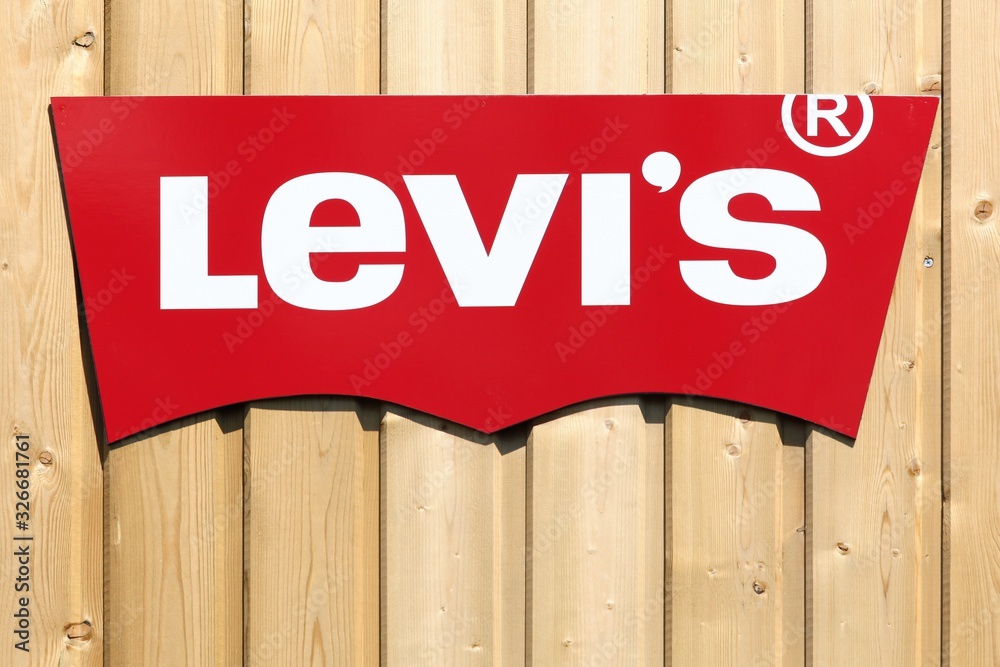Villefranche, France - June 11, 2017: Levi Strauss logo on a wall. Levi  Strauss founded in 1853,