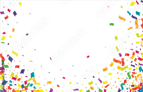 Many Falling Colorful Tiny Confetti Isolated On Transparent Background. Vector