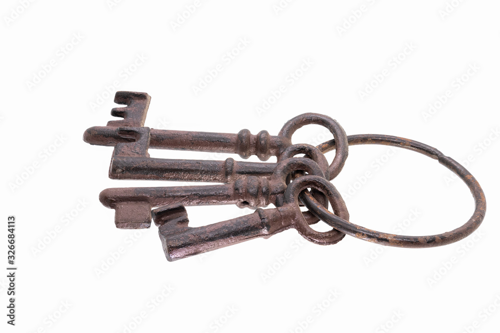 Old rusty keys isolated on white background Old rusty keys isolated on white background