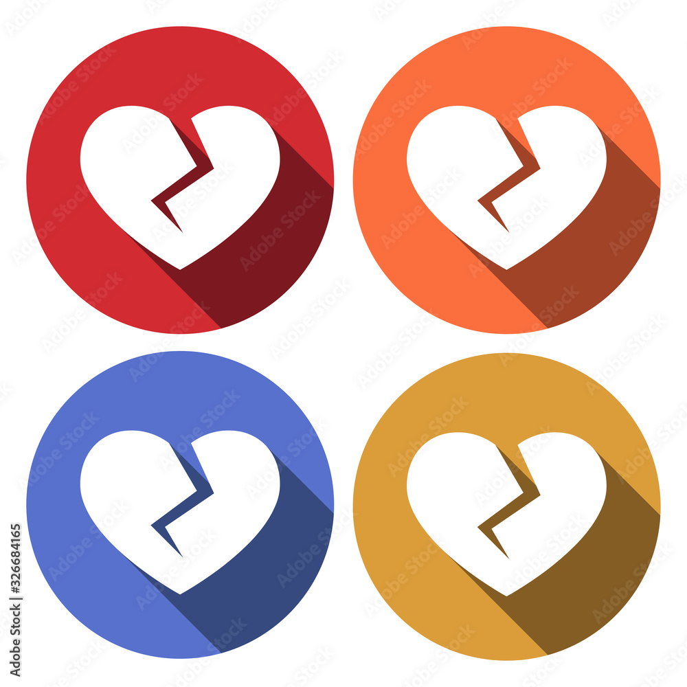 Crushed heart. Flat stylized object with long shadow Crushed heart. Flat stylized object with long shadow