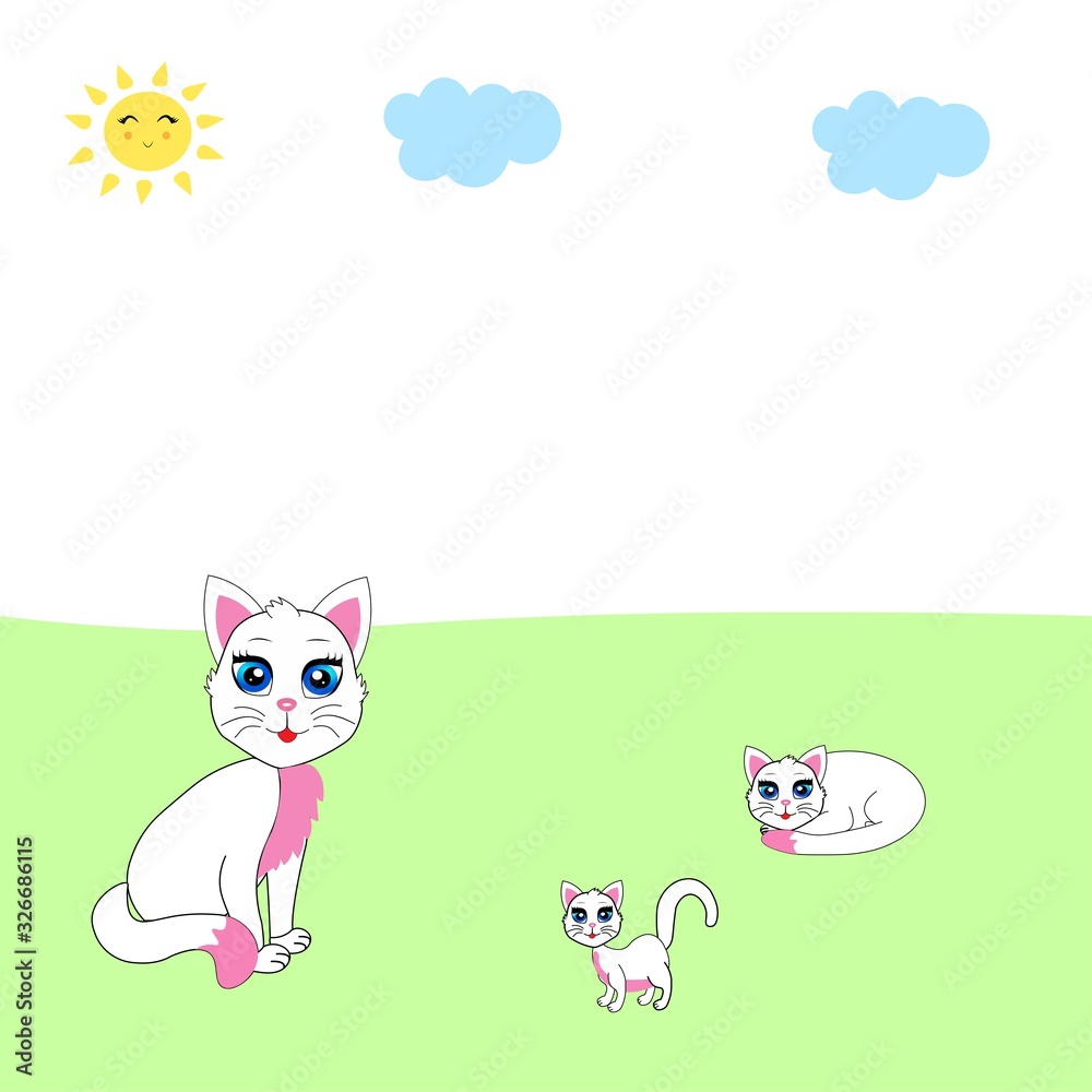 cute white cat illustration vector cute white cat illustration vector