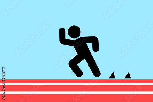 Sportsman, runner, sprinter and athlete is running spring on the athetic track. Vector illustration photo