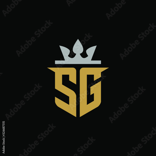 Initial Letter SG with Shield King Logo Design