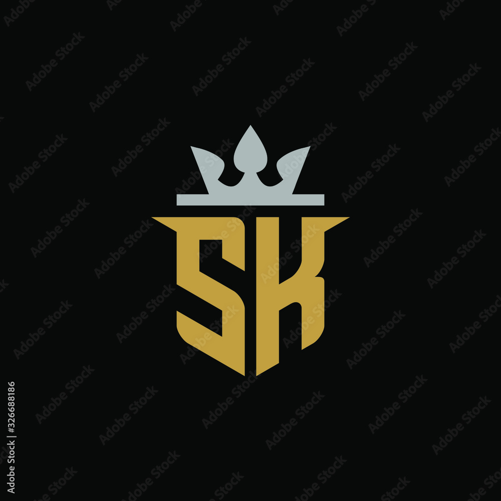 SK elegant luxury monogram logo or badge template with scrolls and royal  crown - perfect for luxurious branding projects Stock Vector Image & Art -  Alamy