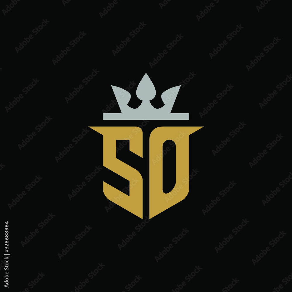 Initial Letter SO with Shield King Logo Design Initial Letter SO with Shield King Logo Design
