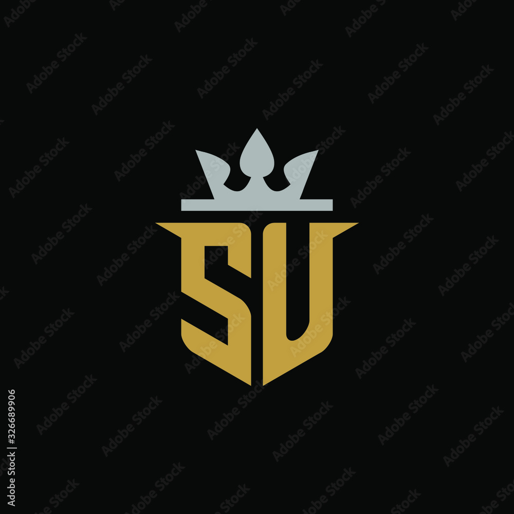 Initial Letter SU with Shield King Logo Design