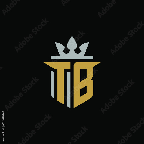 Initial Letter TB with Shield King Logo Design